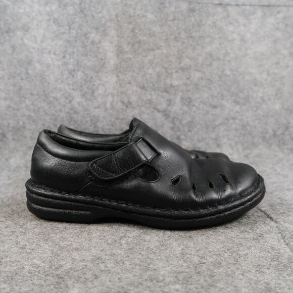 Propet Shoes Womens 6 Sandal Leather Comfort Clog Black Adjustable Strap Retro - Picture 1 of 13